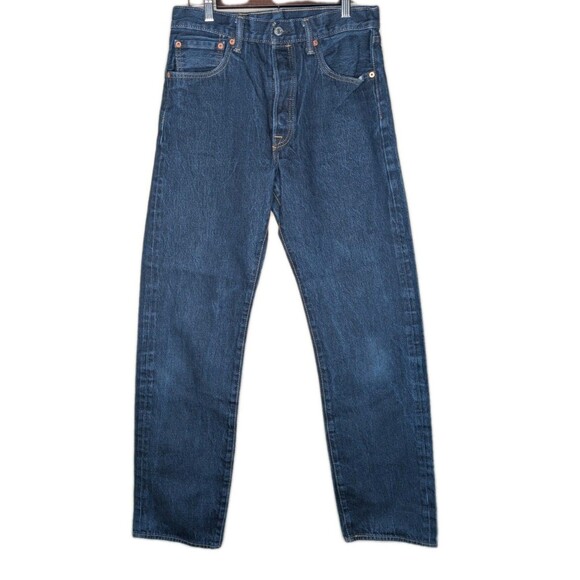 Levi's 501 Blank Tag Button Fly Blue Denim Jeans Men’s Size Measure W33 L36 - Picture 1 of 9